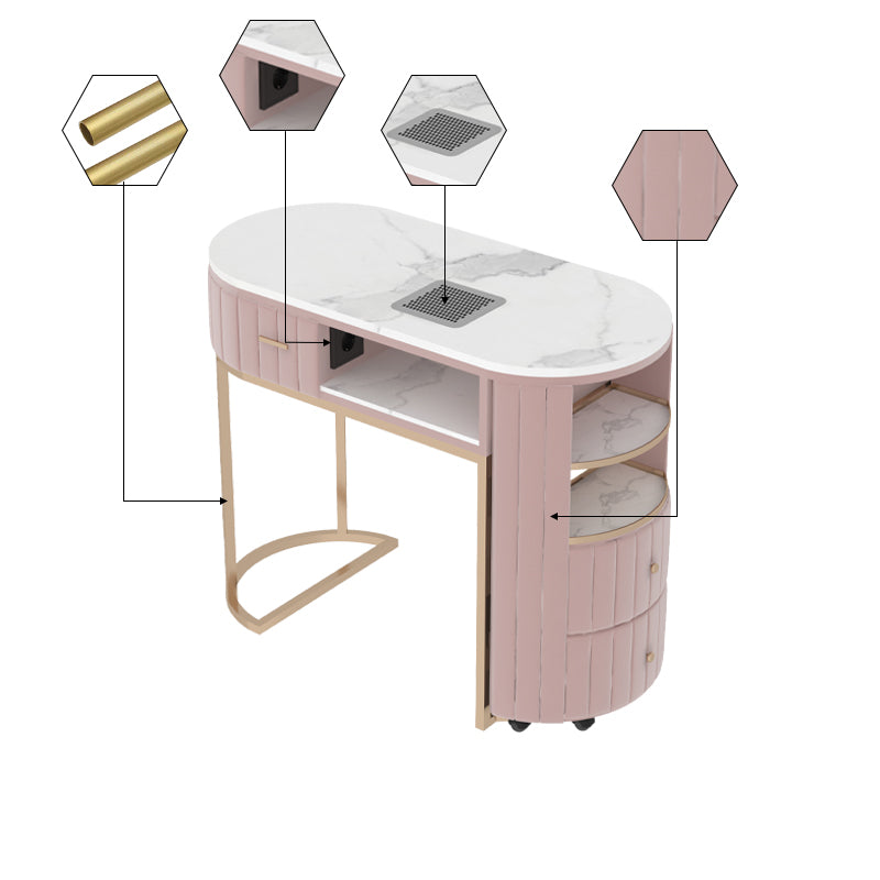 Tavolo per unghie di lusso leggero con piano in marmo Hoover singolo